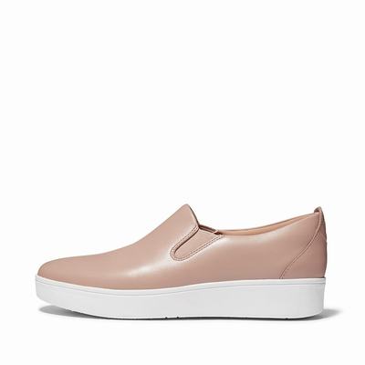 Fitflop Rally Slip-On Leather - Slip-on Schuhe Damen - Beige (KUJ831465)